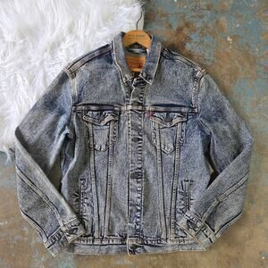 Levi’s Trucker Jacket Mens Large Denim Acid Wash New 723340335 Mens Womens